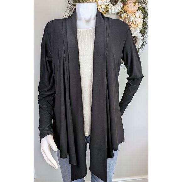Simpli The Best Black Waterfall Front Stretch Flowy Open Cardigan Size 12 Large - Picture 9 of 9